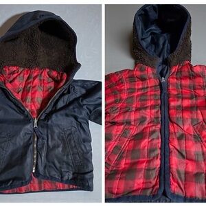 Kids Reversible Plaid and Navy Jacket 2T